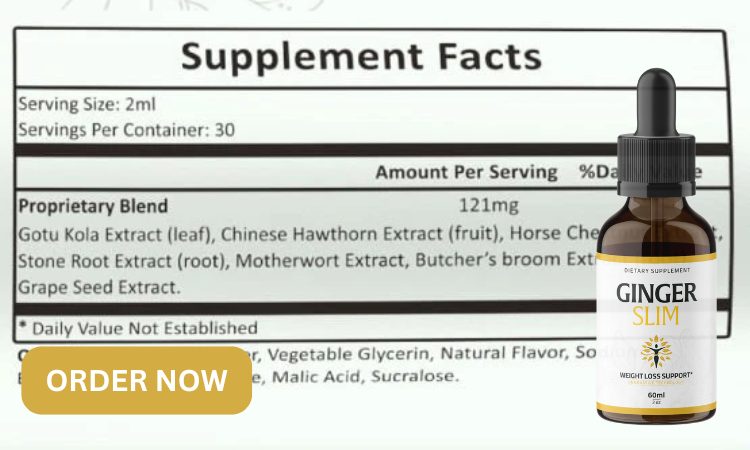 Ginger Slim Ingredients Label